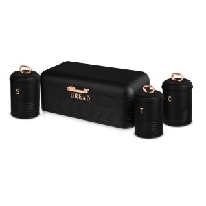 Berlinger Haus Bread box with 3 pcs canister set Black Rose Collection